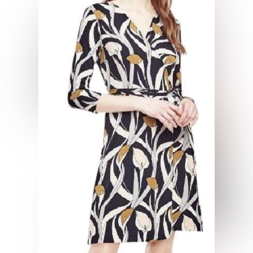 Ann Taylor Black and Gold Floral Dress
